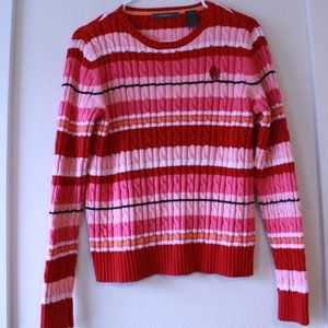 Vintage Liz Claiborne Sweater Pink and Red Striped Size Medium